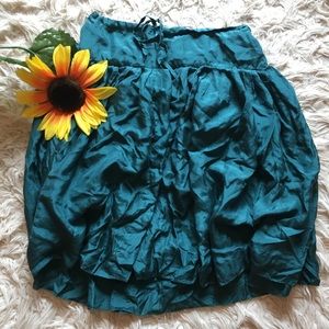 Anthropologie odille emerald silk skirt
